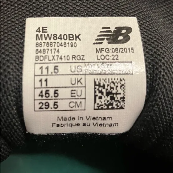 New Balance Men's 840 Walking Shoes Lace Up Black Leather Size 11.5