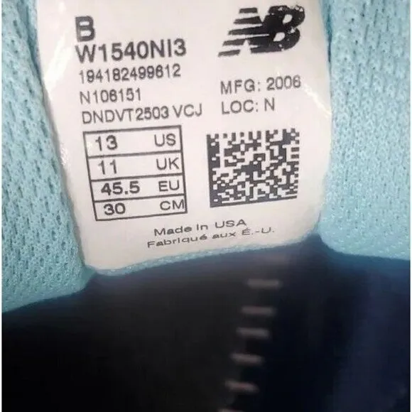 New Balance Womens size 13 1540v3 Blue comfort running Shoes Made in USA