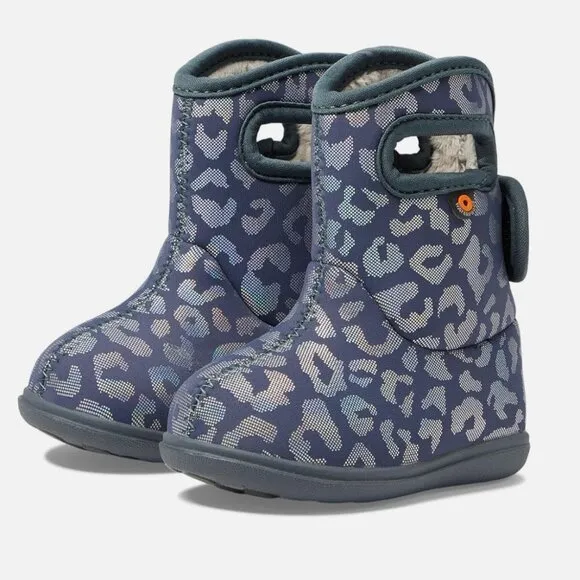 New BOGS II Metallic Leopard Waterproof Rain Boots Size 8 Toddler Kids Baby