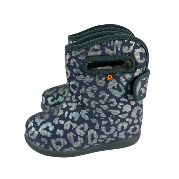 New BOGS II Metallic Leopard Waterproof Rain Boots Size 8 Toddler Kids Baby