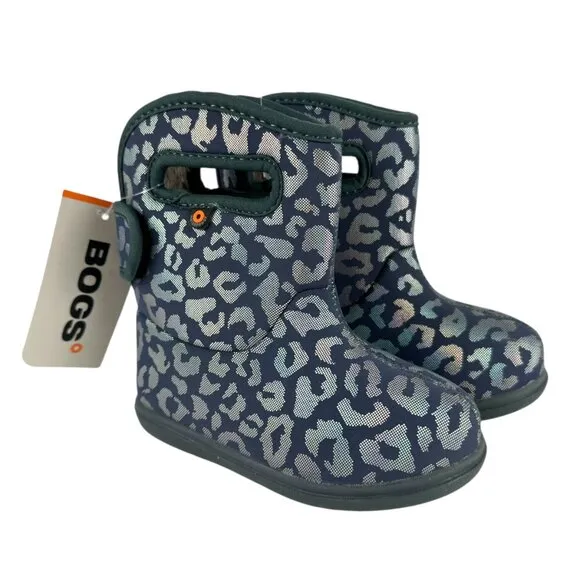 New BOGS II Metallic Leopard Waterproof Rain Boots Size 8 Toddler Kids Baby