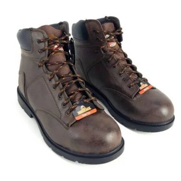 NEW BRAHMA RAID 6” BROWN STEEL TOE LACE-UP WORK BOOTS Sz13