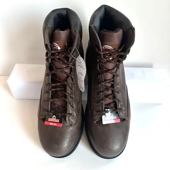 NEW BRAHMA RAID 6” BROWN STEEL TOE LACE-UP WORK BOOTS Sz13