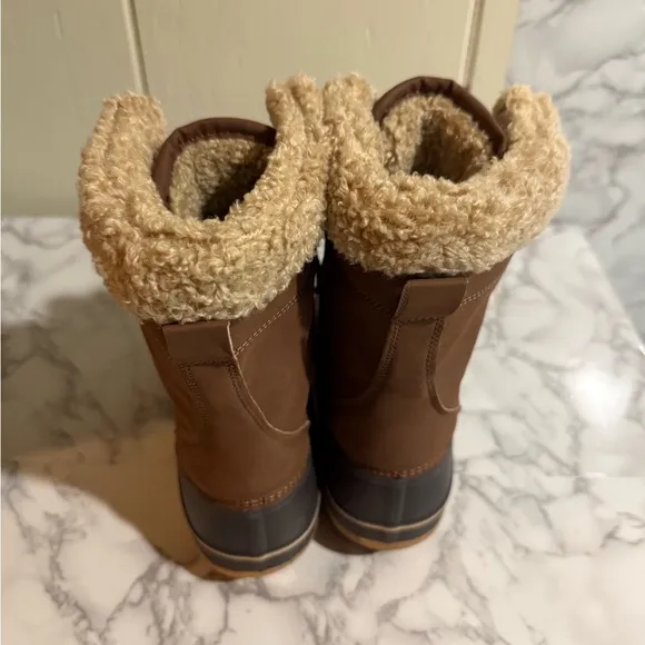 NEW brown &quot;Sporto&quot; brand winter boots with a faux fur lining Waterproof Size 11