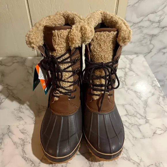 NEW brown &quot;Sporto&quot; brand winter boots with a faux fur lining Waterproof Size 11