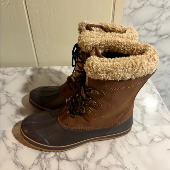 NEW brown &quot;Sporto&quot; brand winter boots with a faux fur lining Waterproof Size 11