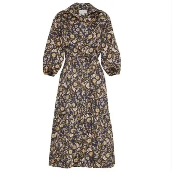 NEW Cara Cara Hutton Midi Dress - Millerfleur Evening Blue Cotton Holiday