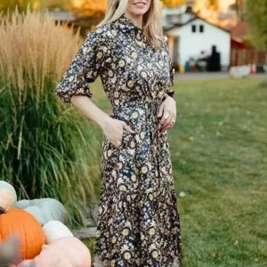NEW Cara Cara Hutton Midi Dress - Millerfleur Evening Blue Cotton Holiday