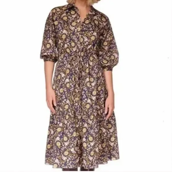 NEW Cara Cara Hutton Midi Dress - Millerfleur Evening Blue
