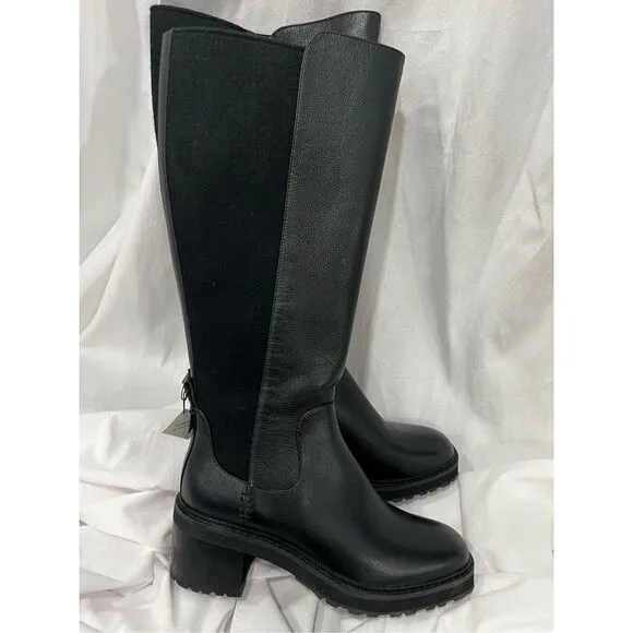 NEW Cole Haan Women's Black Gema Waterproof Tall Lug Knee-High Boots Size 9 NWOT