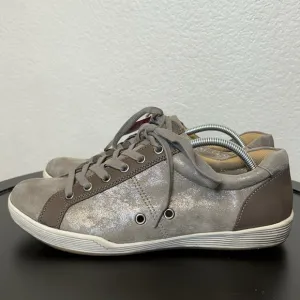 NEW Comfortiva Lyons Leather Comfort Shoes Lace Up Taupe W/ Shimmer Sz. 10 Wide