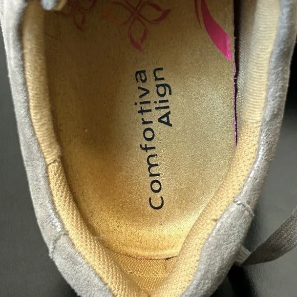 NEW Comfortiva Lyons Leather Comfort Shoes Lace Up Taupe W/ Shimmer Sz. 10 Wide