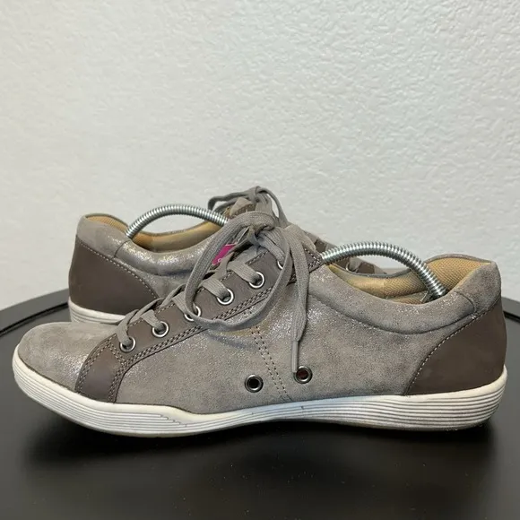NEW Comfortiva Lyons Leather Comfort Shoes Lace Up Taupe W/ Shimmer Sz. 10 Wide