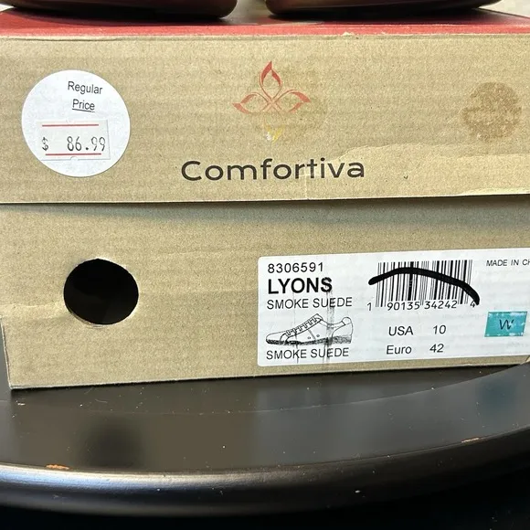 NEW Comfortiva Lyons Leather Comfort Shoes Lace Up Taupe W/ Shimmer Sz. 10 Wide