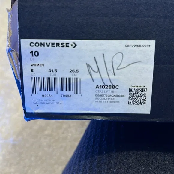 NEW Converse Chuck Taylor All Star Lift Sneaker in Egret &amp; Black WHITE PLATFORM