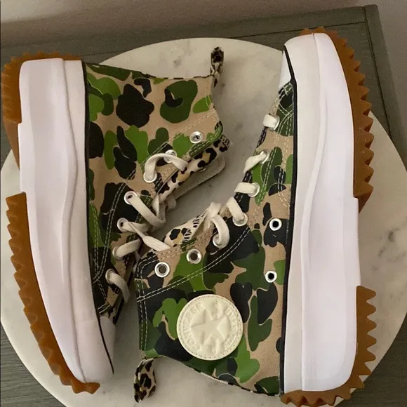 NEW CONVERSE RUN STAR HIKE “Candied Ginger PiquantGreen” Camo-Leopard Sneakers