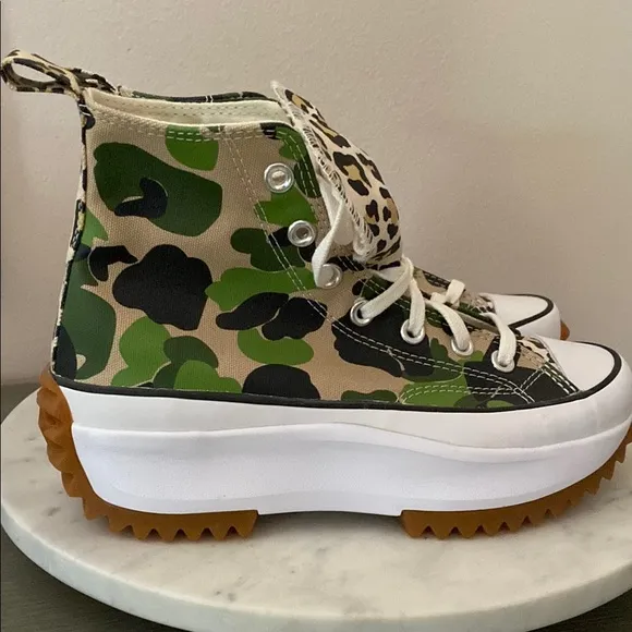 NEW CONVERSE RUN STAR HIKE “Candied Ginger PiquantGreen” Camo-Leopard Sneakers