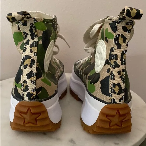 NEW CONVERSE RUN STAR HIKE “Candied Ginger PiquantGreen” Camo-Leopard Sneakers