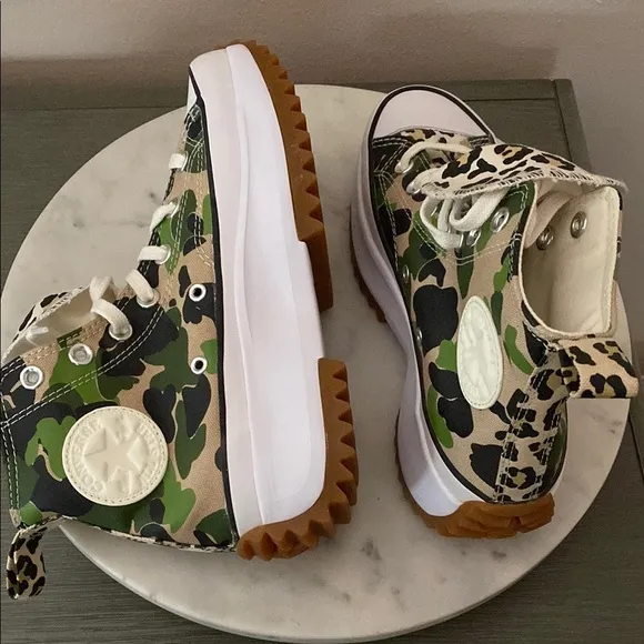 NEW CONVERSE RUN STAR HIKE “Candied Ginger PiquantGreen” Camo-Leopard Sneakers