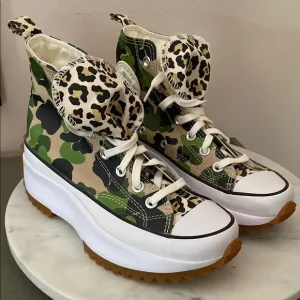 NEW CONVERSE RUN STAR HIKE “Candied Ginger PiquantGreen” Camo-Leopard Sneakers