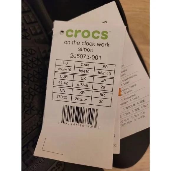 NEW Crocs On The Clock Clog Slip Resistant Shoes Size Mens 8 Womens 10 Work