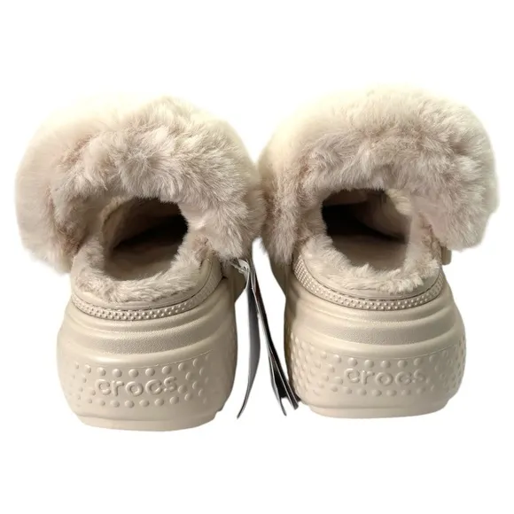 New CROCS Womens Stomp Quilted Clog 208938-160 Stucco Ivory US W 9-M 7