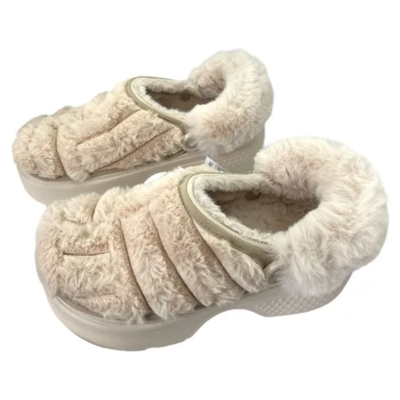 New CROCS Womens Stomp Quilted Clog 208938-160 Stucco Ivory US W 9-M 7