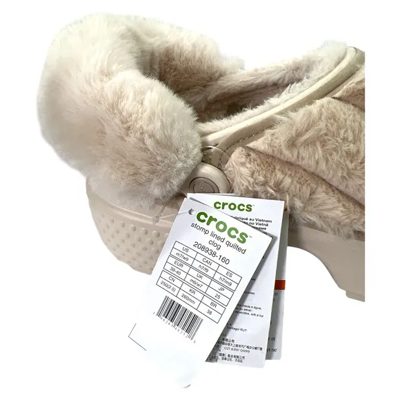 New CROCS Womens Stomp Quilted Clog 208938-160 Stucco Ivory US W 9-M 7