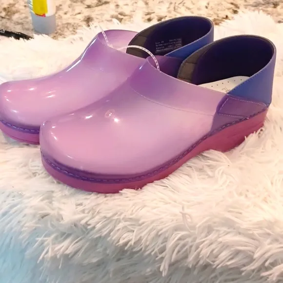 NEW Dansko Professional Purple Translucent Clog Shoes Size EU 40 Clear Jelly