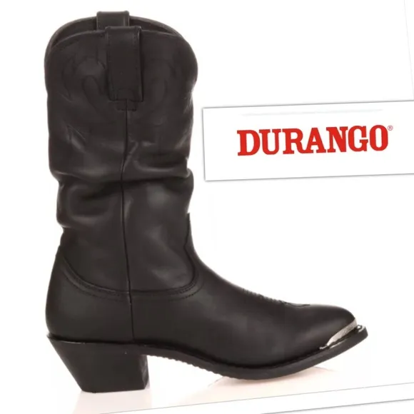 NEW Durango Western Distressed Black Leather w metal Toe Rand Women 9.5 Men 7.5