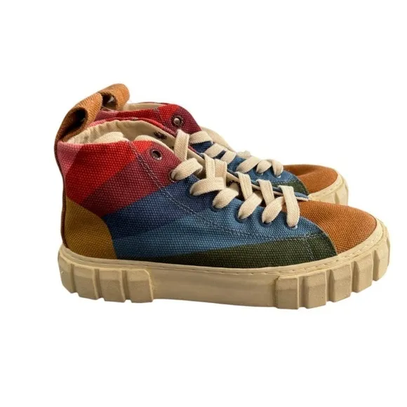 New! Farm Rio Rainbow Sun High Top Platform Lace Up Sneakers
