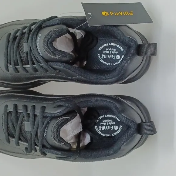 New FitVille Men's Topgrip SR Work Shoes Black Sz 9.5M