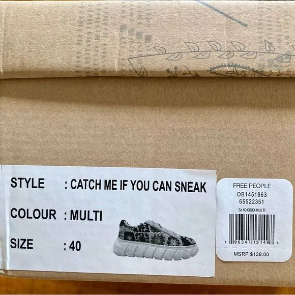 NEW Free People Catch Me If You Can Sneaker Tennis Shoe Crochet Multi Size 40/9