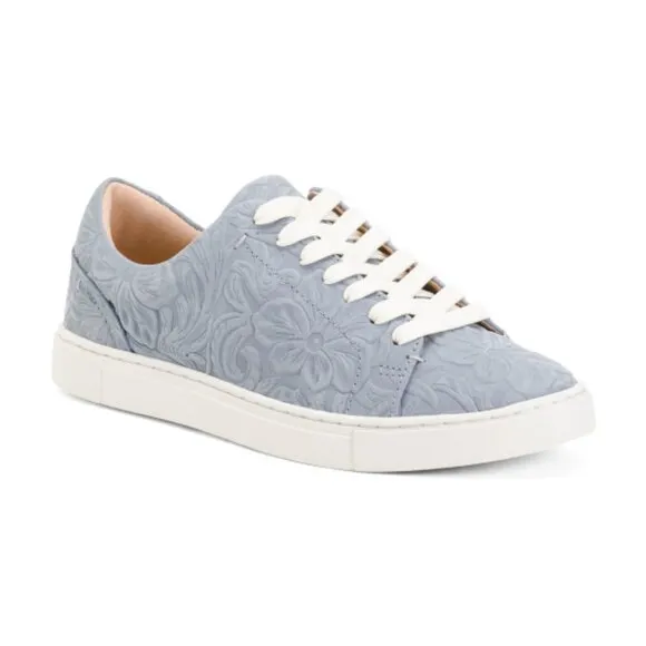 NEW FRYE Suede Ivy Low Lace Shoes Steel Blue for women 764mn