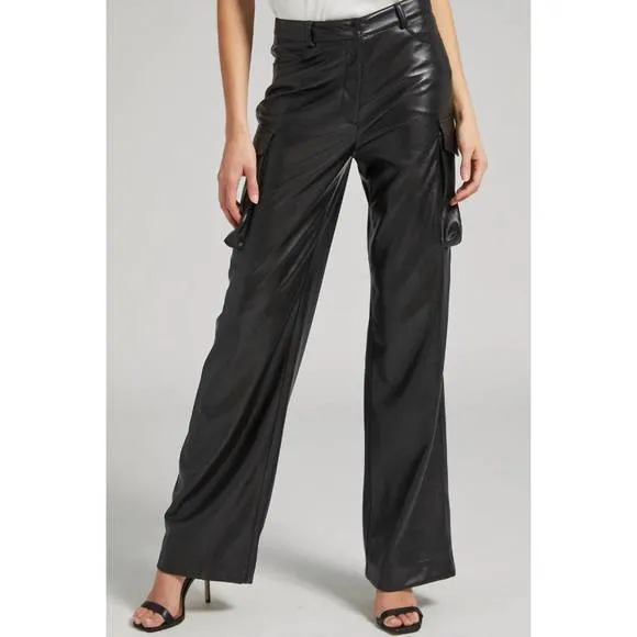 NEW GENERATION LOVE nate vegan leather cargo pants in black