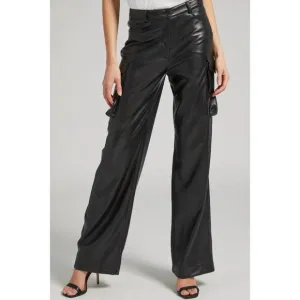 NEW GENERATION LOVE nate vegan leather cargo pants in black