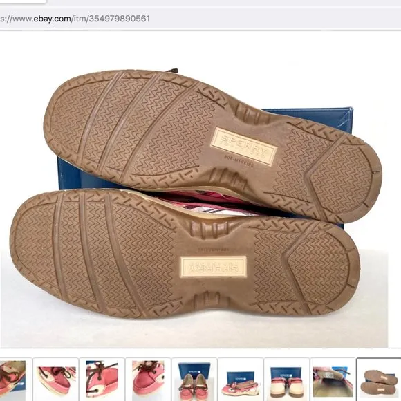 NEW IN BOX! SPERRY TOP-SIDER PINK ANGELFISH RED WEEKEND PLAID SHOES GIRLS SIZE 6