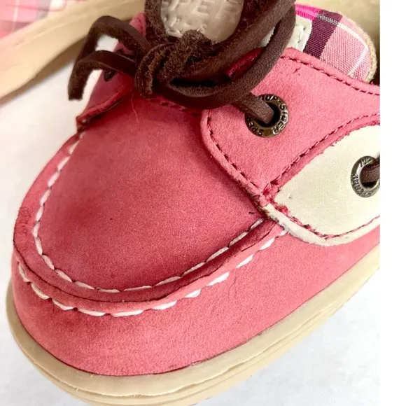 NEW IN BOX! SPERRY TOP-SIDER PINK ANGELFISH RED WEEKEND PLAID SHOES GIRLS SIZE 6