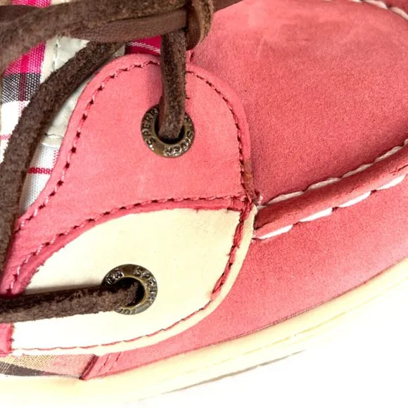 NEW IN BOX! SPERRY TOP-SIDER PINK ANGELFISH RED WEEKEND PLAID SHOES GIRLS SIZE 6