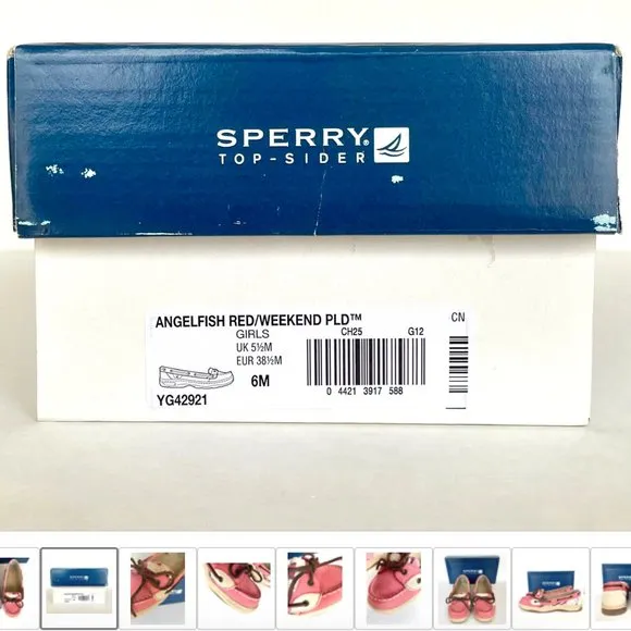NEW IN BOX! SPERRY TOP-SIDER PINK ANGELFISH RED WEEKEND PLAID SHOES GIRLS SIZE 6