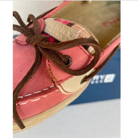 NEW IN BOX! SPERRY TOP-SIDER PINK ANGELFISH RED WEEKEND PLAID SHOES GIRLS SIZE 6