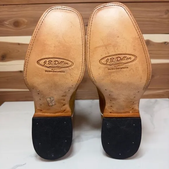 New‎ - J.B. Dillon Men's Square Toe Color Nevada Tan Western Cowboy Boots sz 7.5