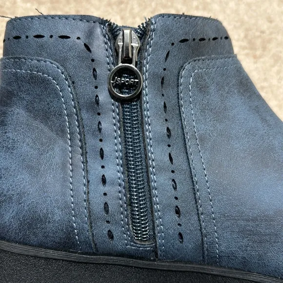 NEW JSport Blue Boots Fleece Lining Double Zipper Size 8