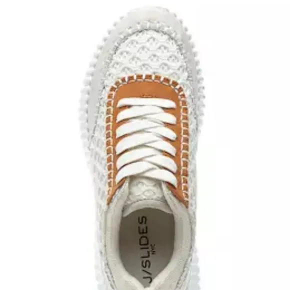 new LASTRADA White Leather Trim Chunky Sneakers shoes  492T0