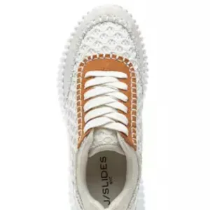 new LASTRADA White Leather Trim Chunky Sneakers shoes  492T0