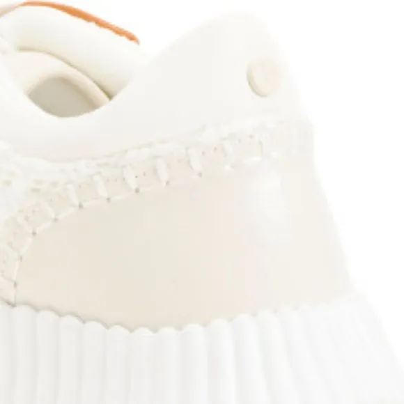 new LASTRADA White Leather Trim Chunky Sneakers shoes  492T0