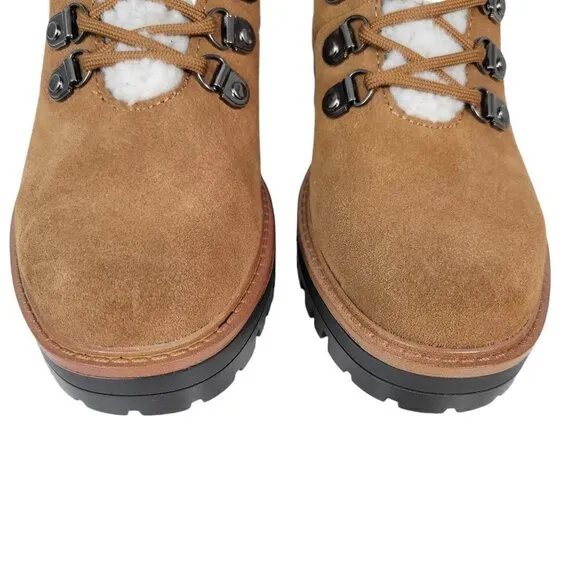 New - MARC FISHER Suede Cozy Hiker Boots Cognac | 6.5