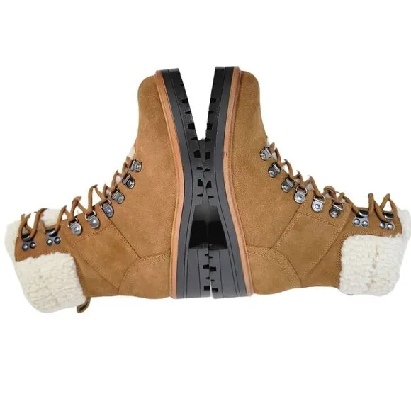 New - MARC FISHER Suede Cozy Hiker Boots Cognac | 6.5