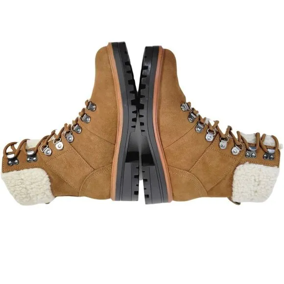 New - MARC FISHER Suede Cozy Hiker Boots Cognac | 6.5