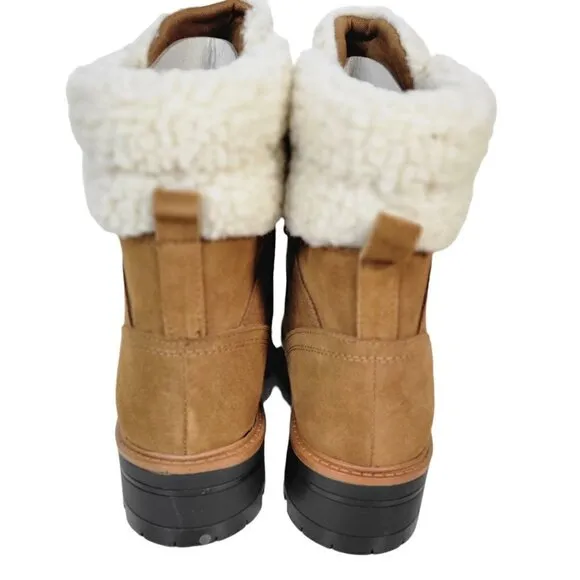 New - MARC FISHER Suede Cozy Hiker Boots Cognac | 6.5